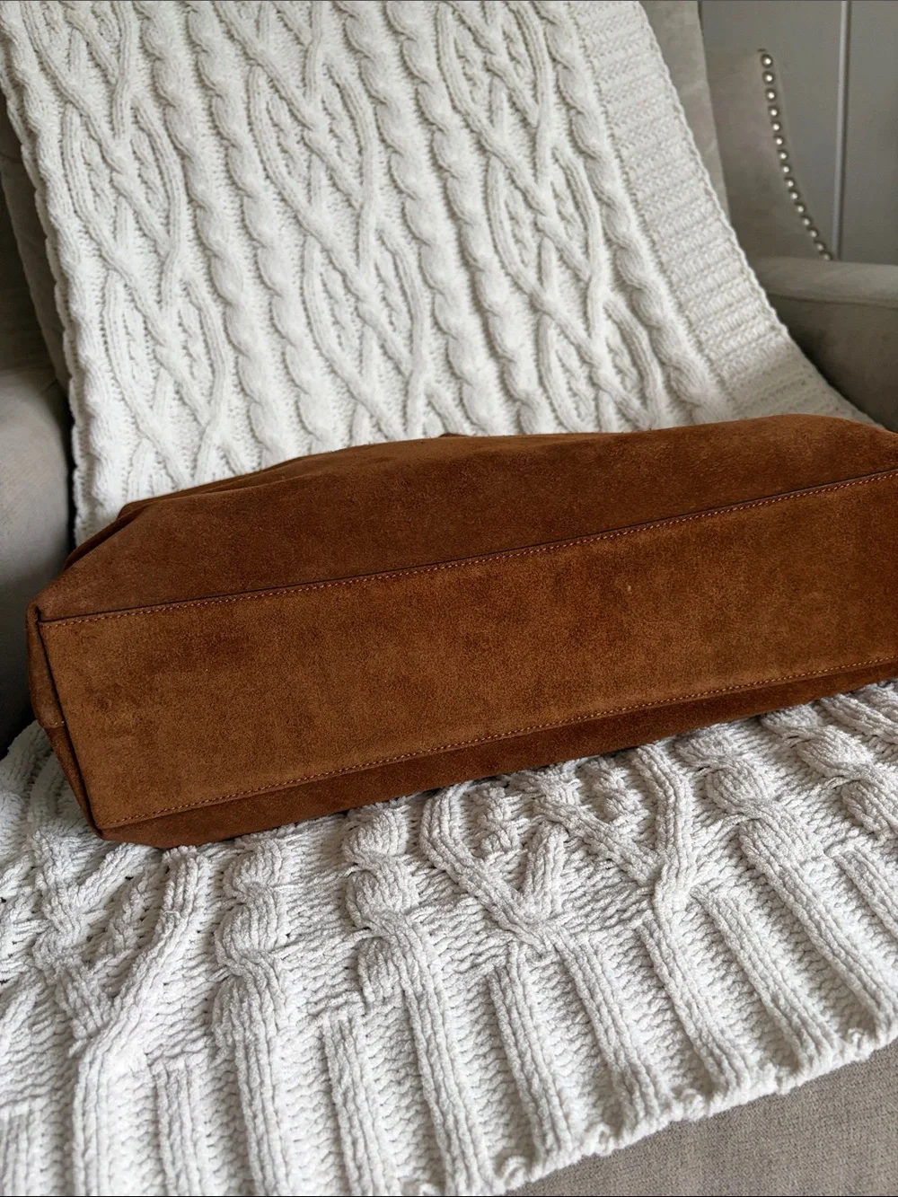 Coach Brooklyn 39 in warm brown suede